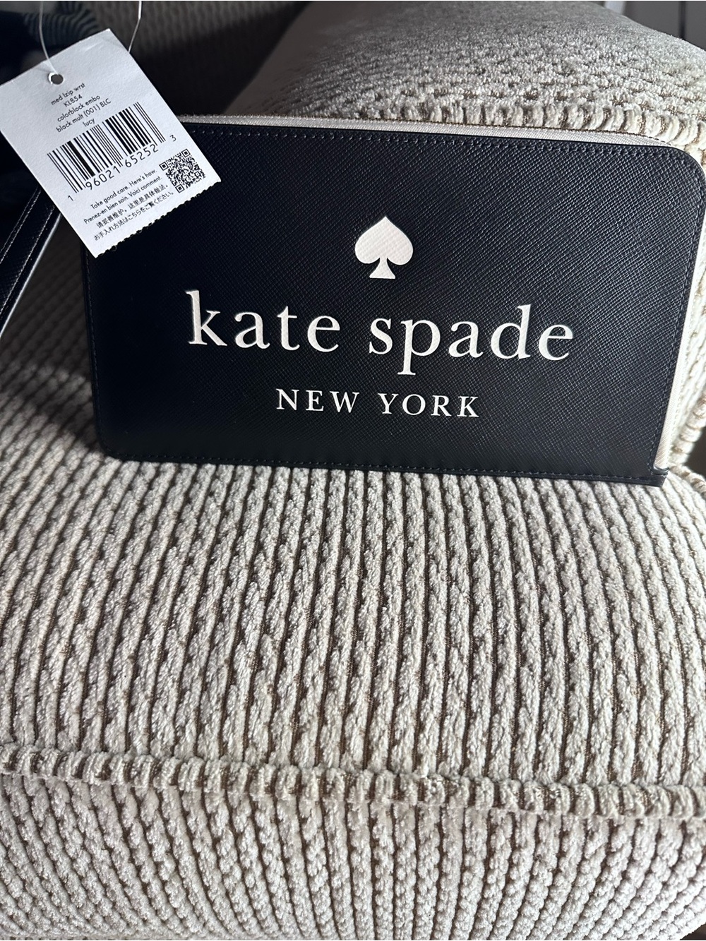 NWT Kate Spade New York Black Logo Wristlet - Black